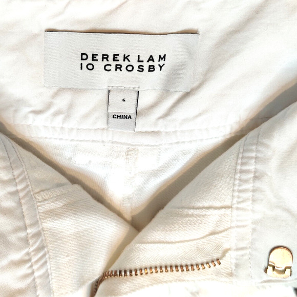 Derek Lam 10 Crosby Womens Horn-Toggle Shorts Size 6 White High Rise Frayed 3" - Picture 3 of 16